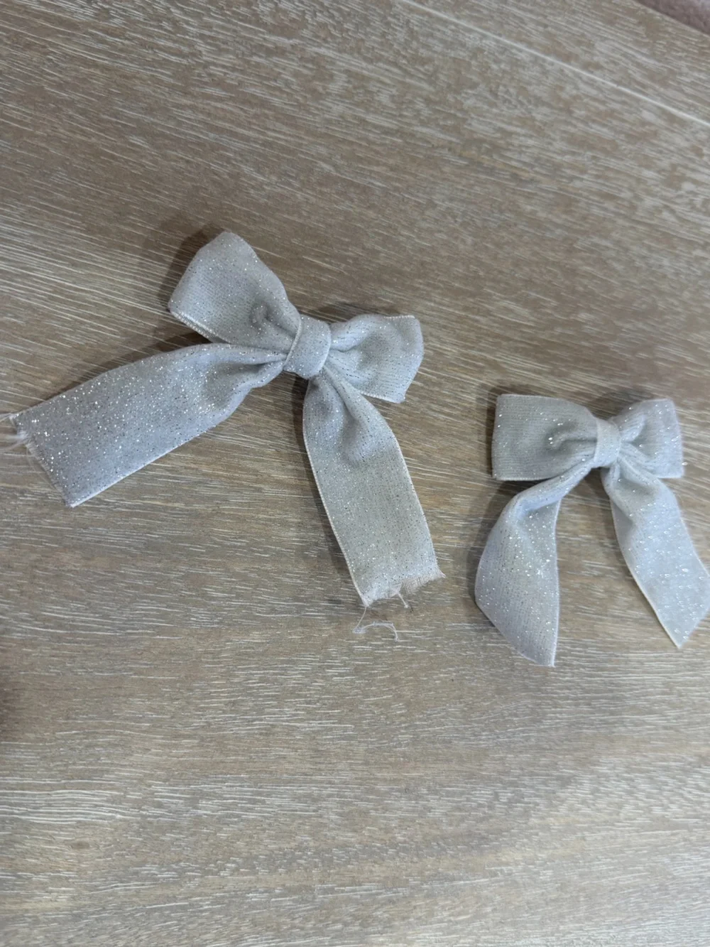 Sparkle Silver Bow Hair Clips - Set of 2